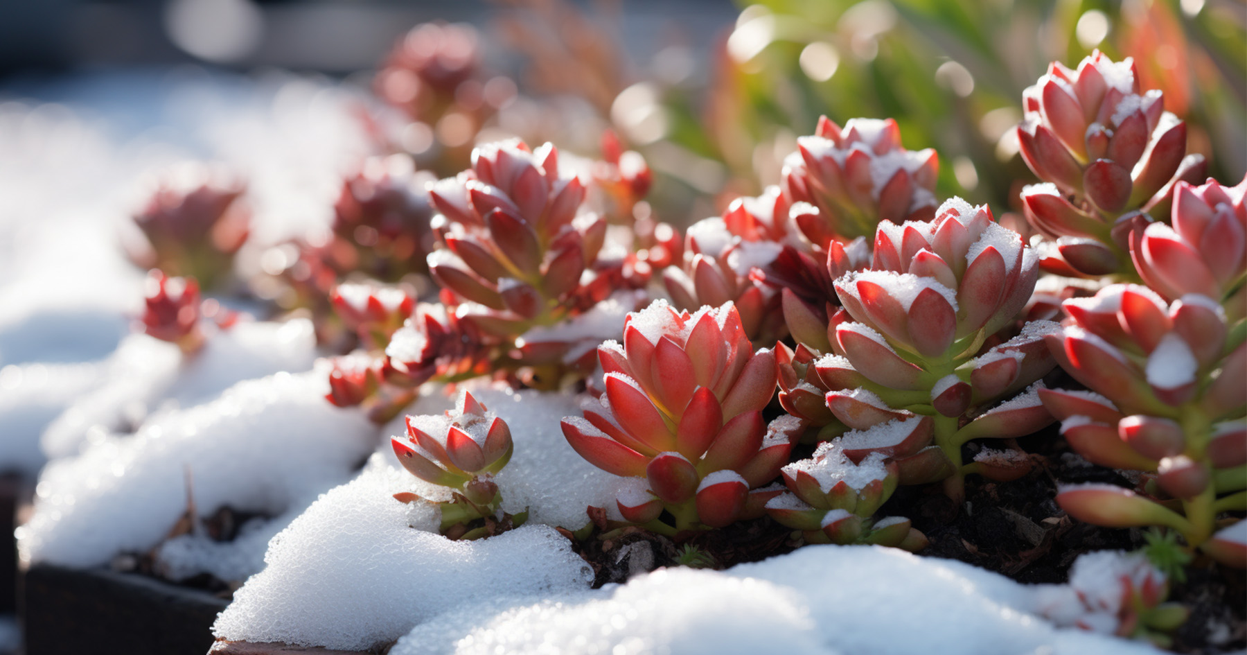 stonecrop succulents in the snow